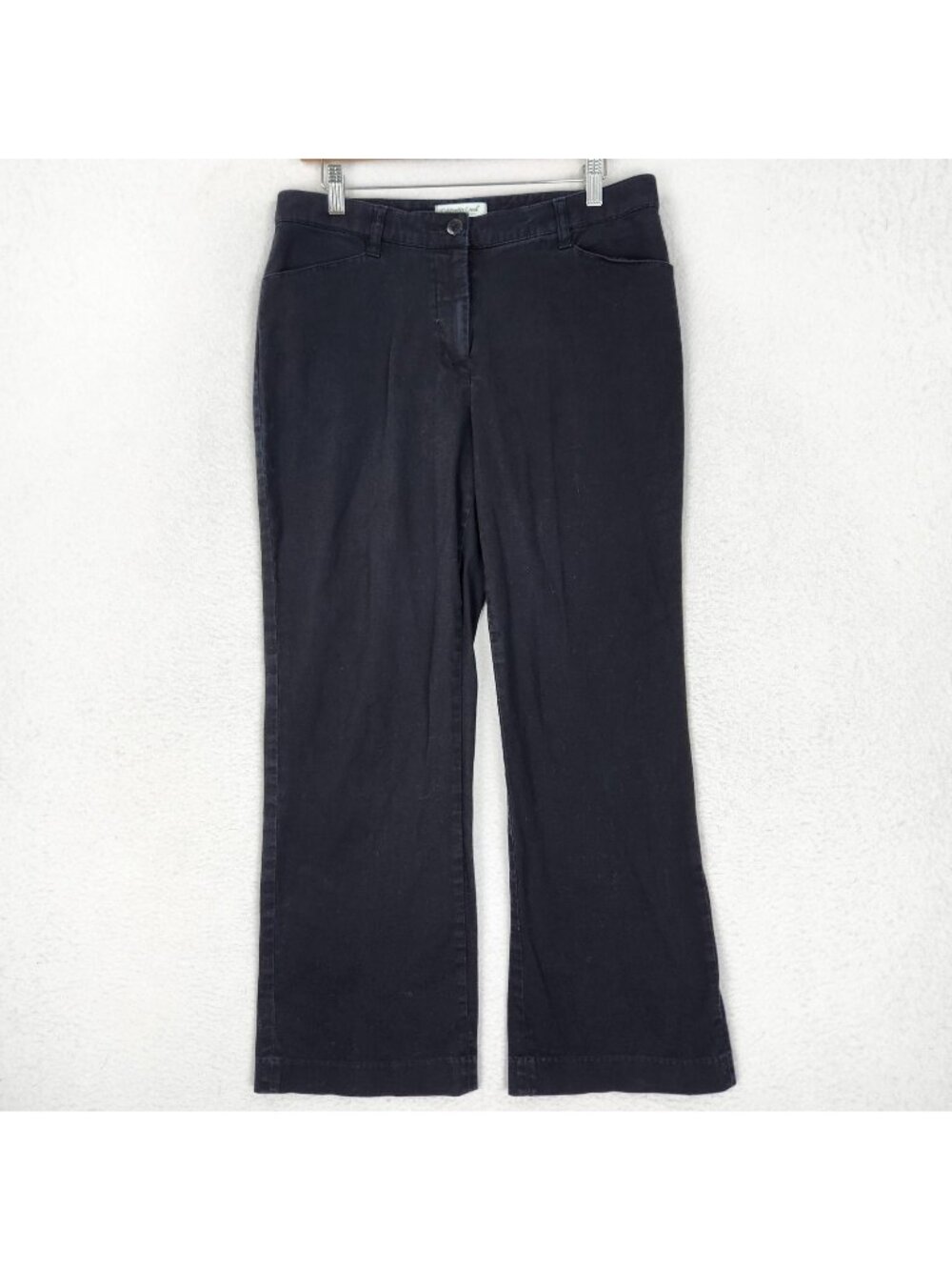 Coldwater Creek Pants Womens 12 Petite Black Mid Rise Straight Leg Trousers